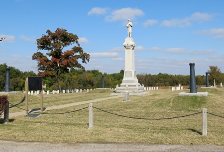 Monument commemorating those buried at the Baxter Springs City Soldiers' Lot.