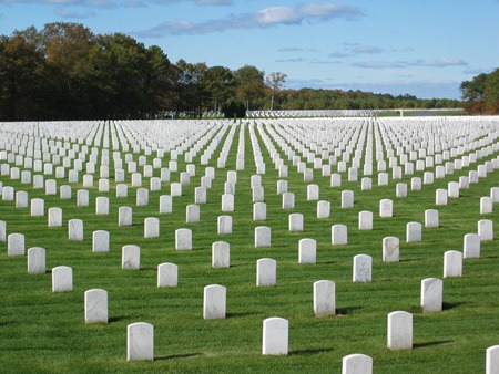 Burial area at Calverton National Cemetery.