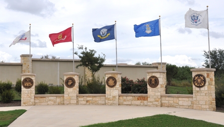 Fort Sam Houston National Cemetery flag pavilion and assembly area.