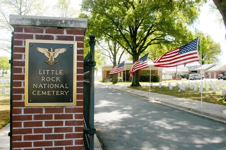Entrance gate at Little Rock National Cemetery.