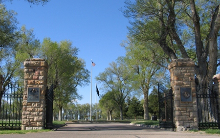 Front gate at Fort Lyon National Cemetery.