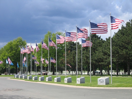 Fort Snelling National Cemetery avenue of flags.