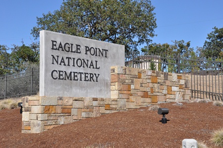 Entrance gate at Eagle Point National Cemetery.