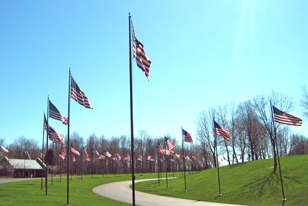 Avenue of Flags at Fort Custer National Cemetery.