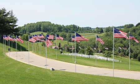 Avenue of Flags at West Virginia National Cemetery.