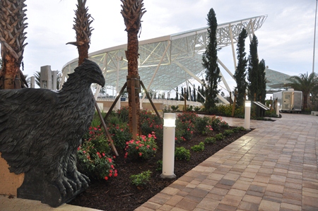 Entrance to the Patriot Plaza at Sarasota National Cemetery.