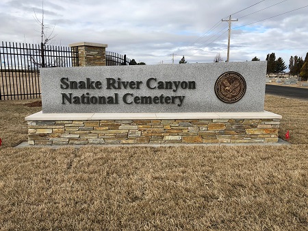 The entrance of Snake River Canyon National Cemetery in Buhl, Idaho.