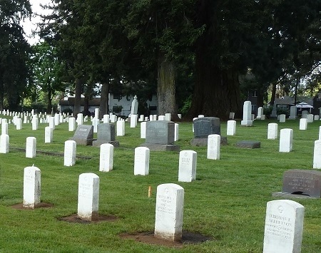 Headstones line the gravesites at Vancouver Barracks National Cemetery.
