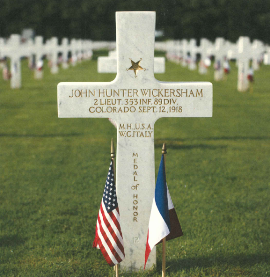 Gravesite of John Hunter Wickersham, WWI Veteran, Medal of Honor recipient. (Photo courtesy of the American Battle Monuments Commission).