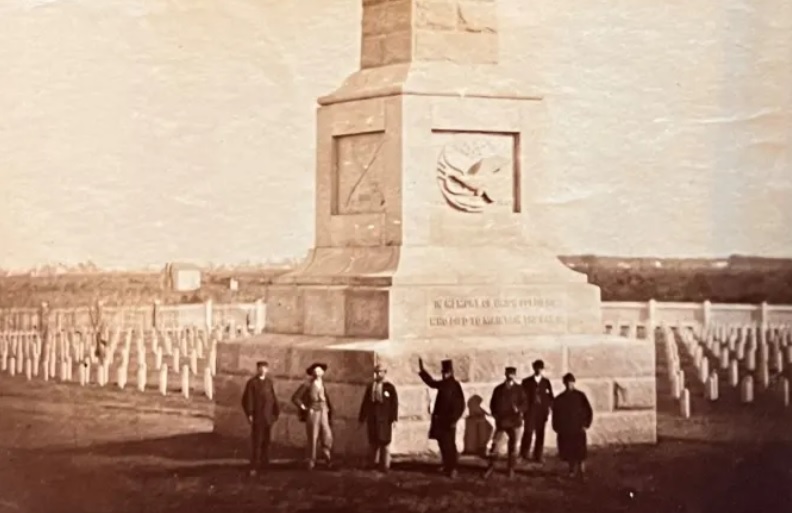 Photo of the Union Soldiers’ Monument taken shortly after its completion in 1867. The picture was among the materials Dorothea Dix submitted when she gifted the monument to the government. (National Archives)