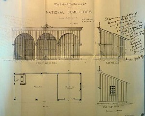 Digital copy photograph of an architectural drawing for a tool house, in plan and elevation.